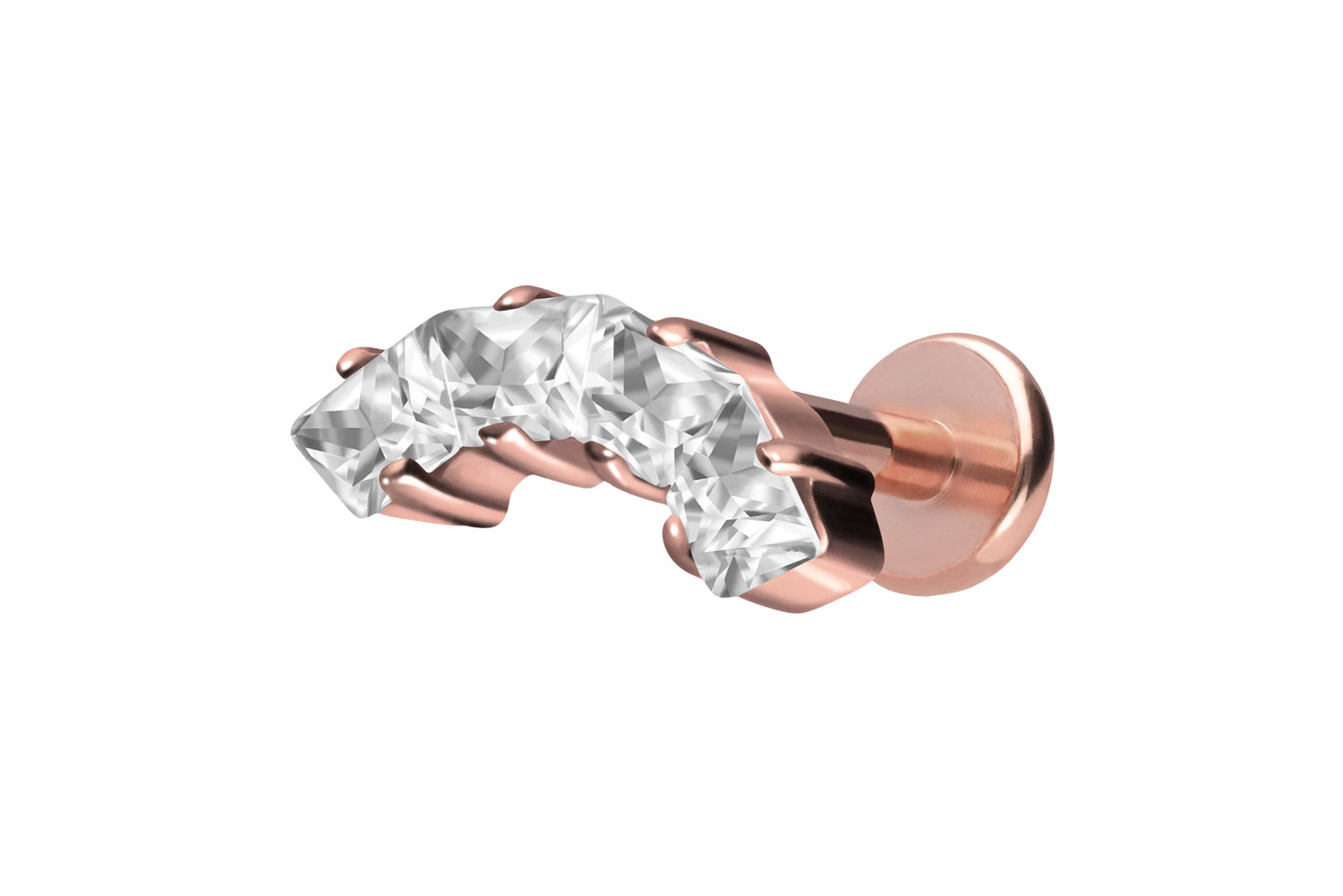 Titan Labret Piercing mit Push Fit EINGEFASSTE KRISTALLTRAPEZE